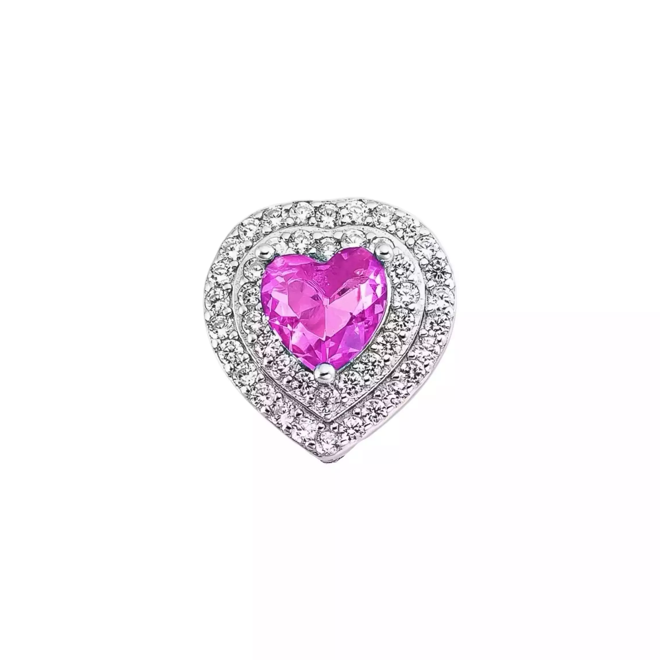Charm Coração Rosa Intenso Brilhante